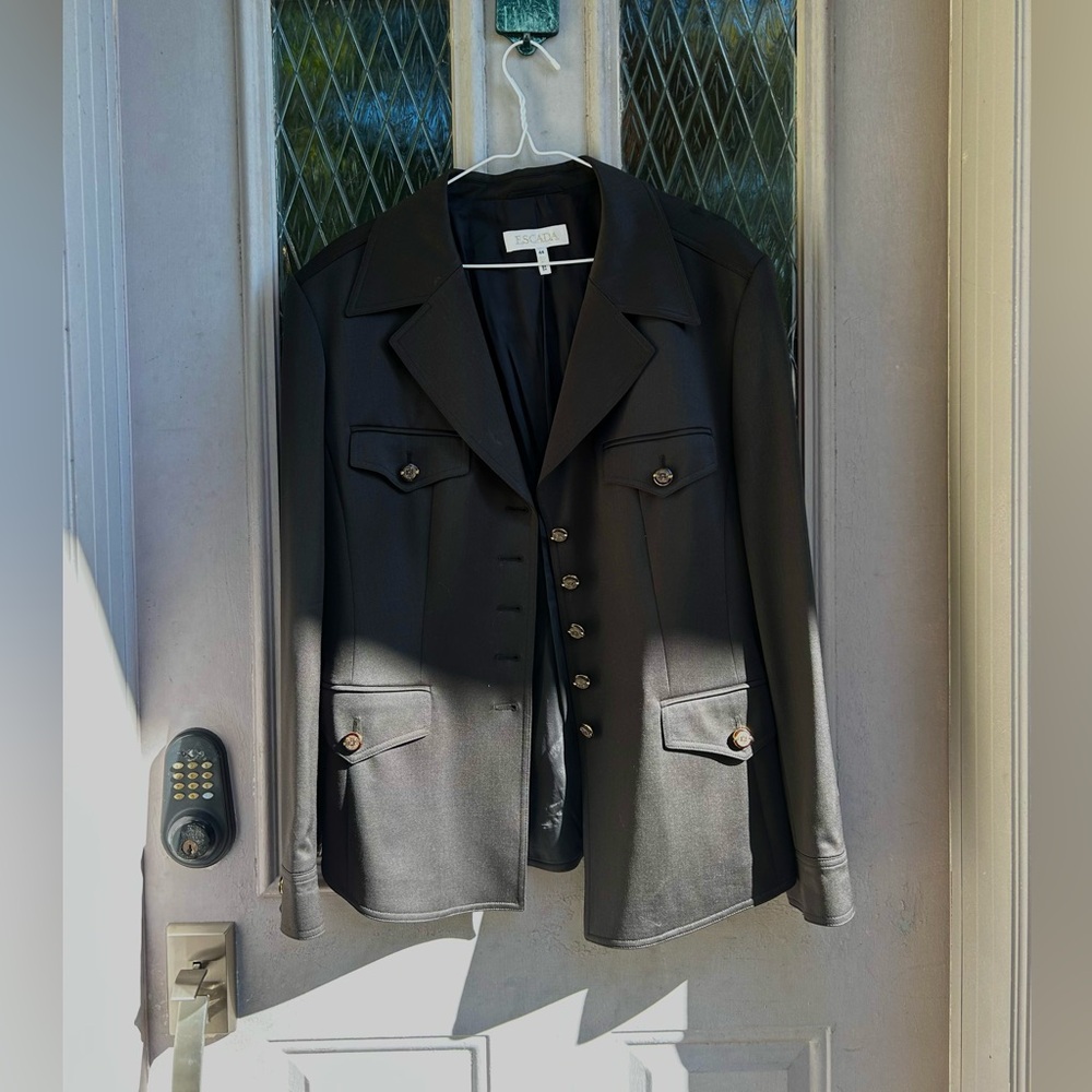 Escada Black Women's Blazer with Gold Buttons